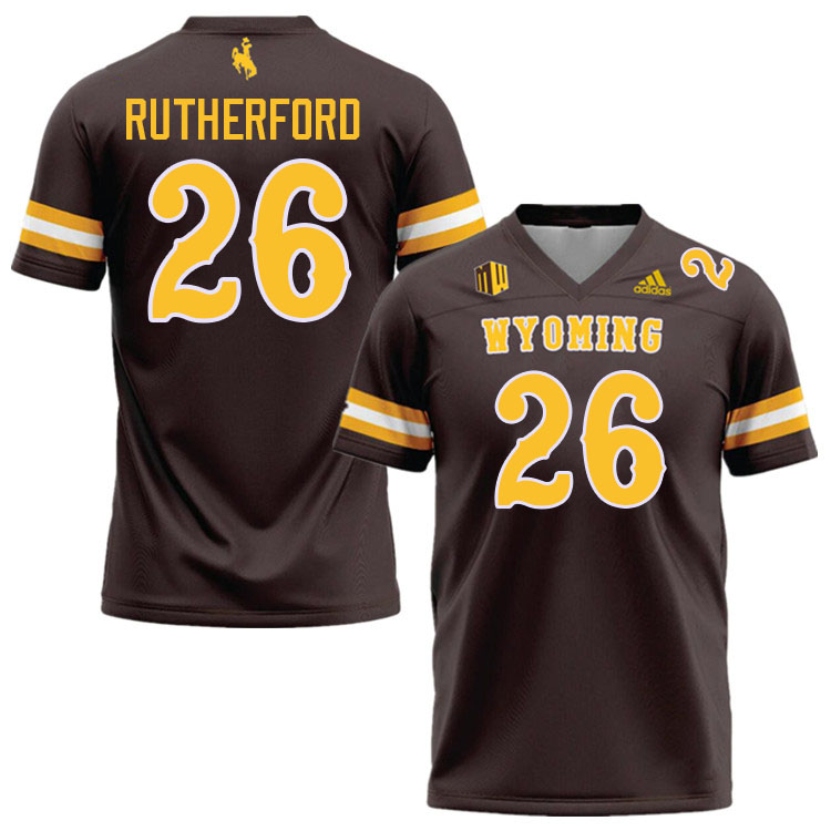 Wyoming Cowboys #26 Gary Rutherford College Football Jerseys Stitched-Brown